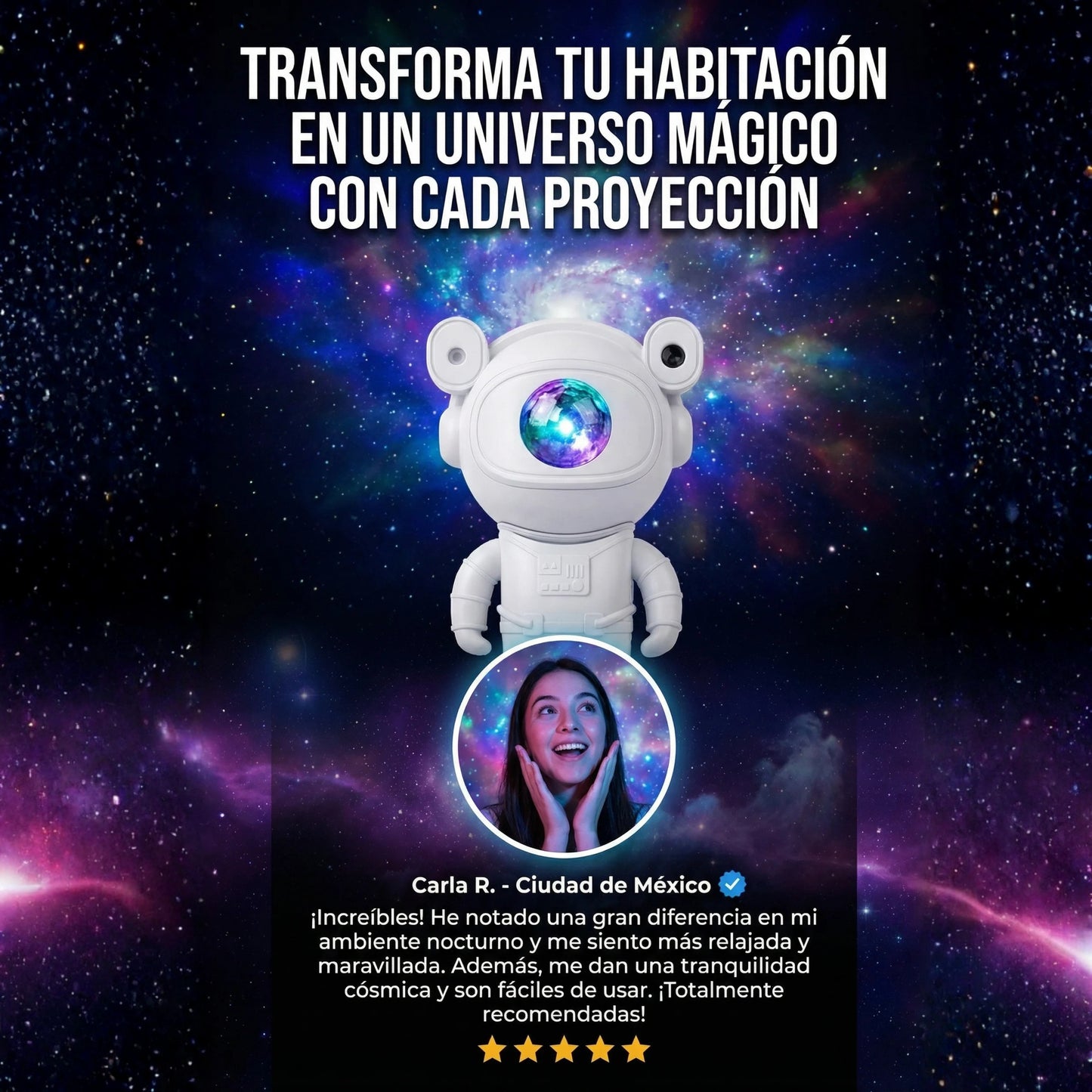 Lámpara Astronauta Proyector de Estrellas | Crea noches mágicas 🌌🚀